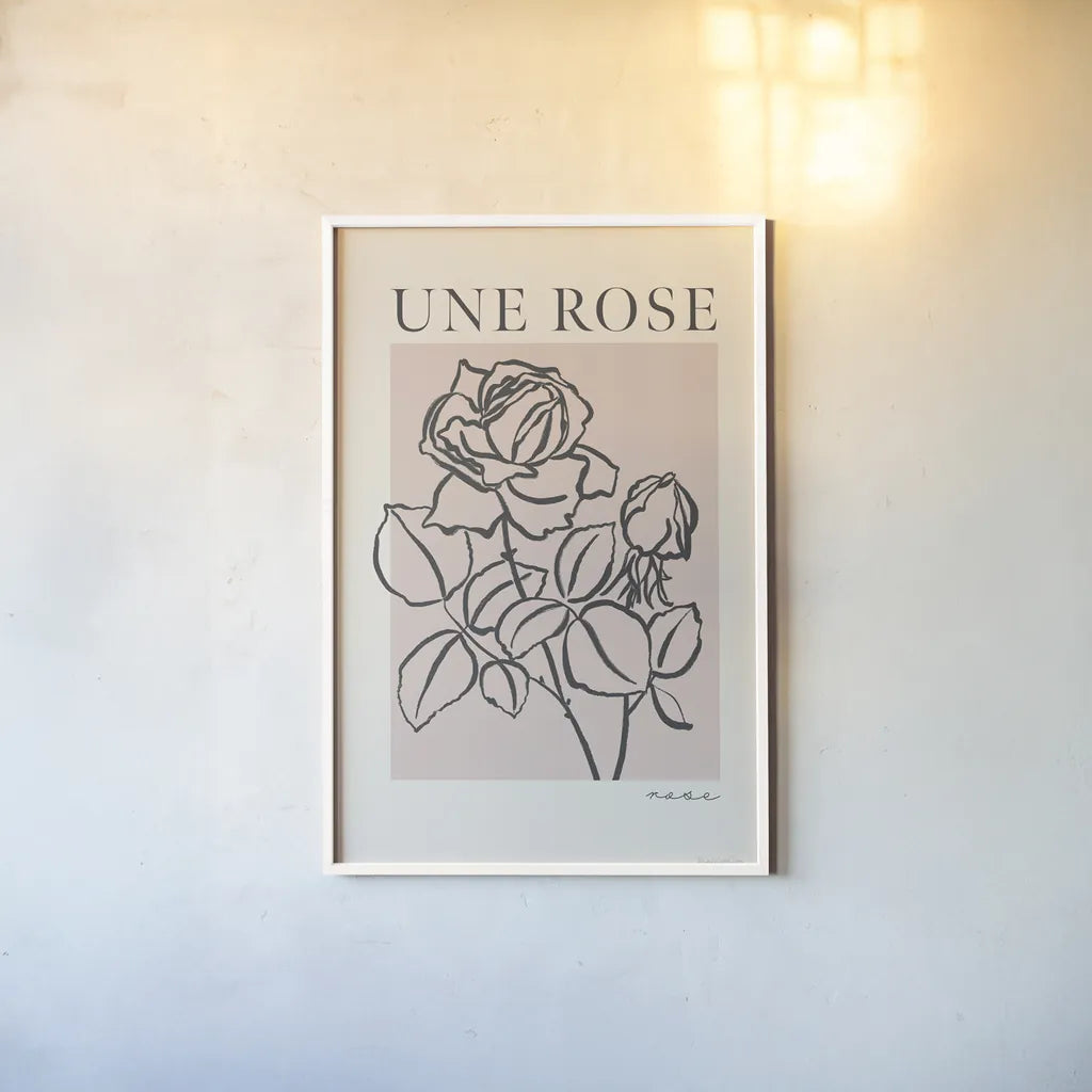 French Flower Poster IV Bold by Mercedes Lopez Charro. shown as a paper print in a white frame. Available as a archival giclee rolled canvas, fine art paper, or poster print. SKU 86100h.