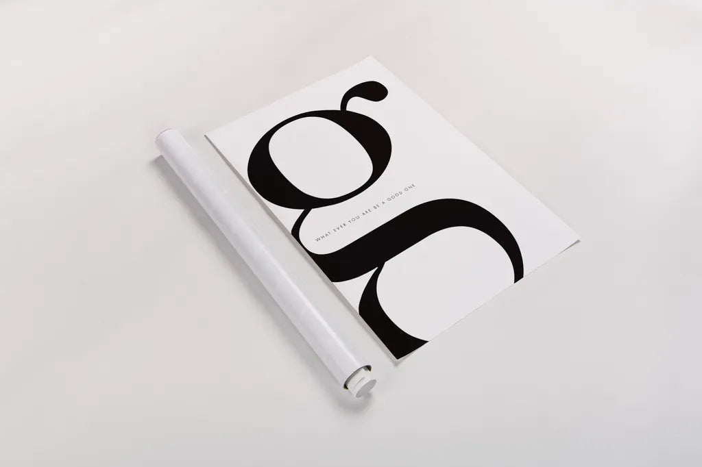 G is for Good on White by Mercedes Lopez Charro. shown as a rolled paper print. Available as archival giclee rolled canvas, fine art paper, or poster print. SKU 64147h.