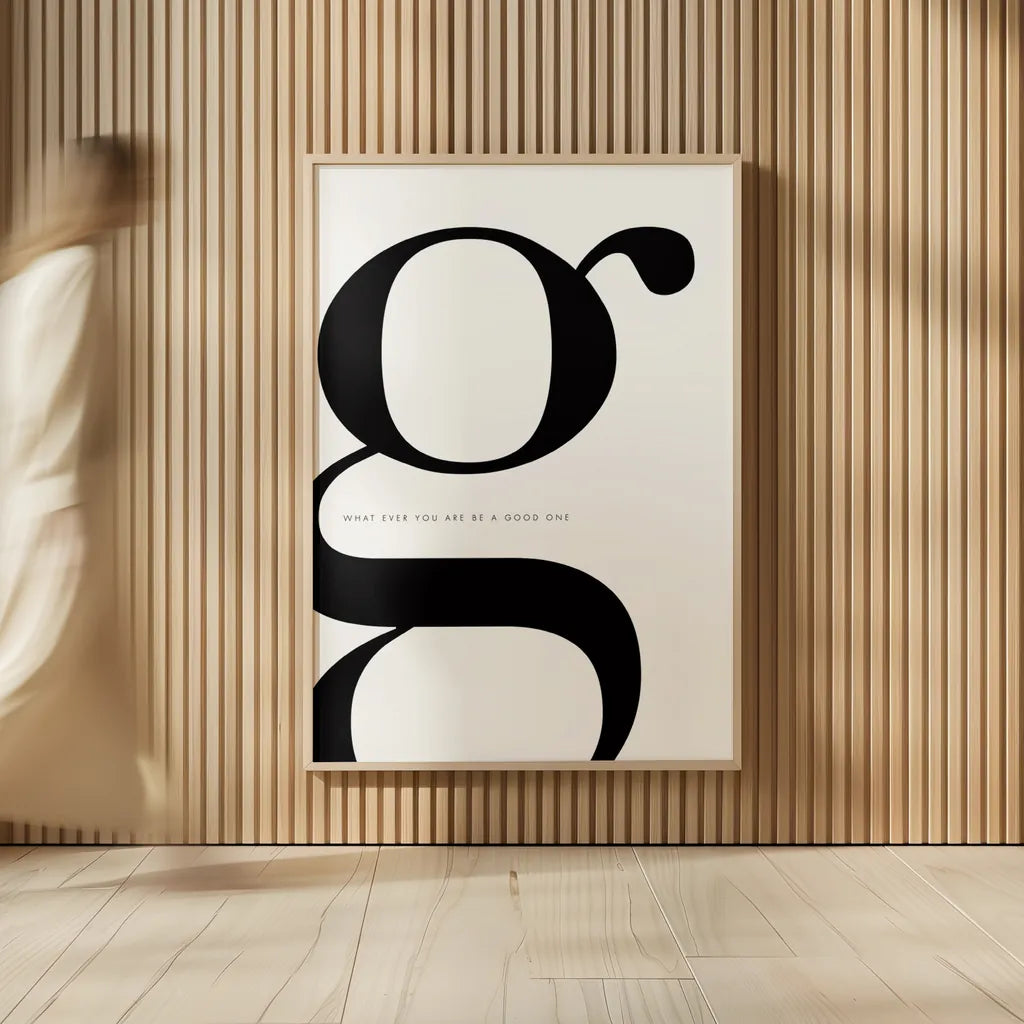 G is for Good on White by Mercedes Lopez Charro. shown as over sized large wall art. Available as an archival giclee rolled canvas, fine art paper, or poster print. SKU 64147h.