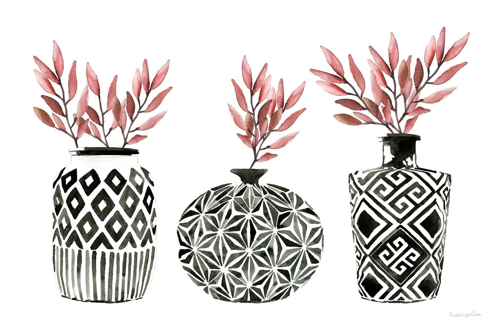 Geometric Vases I by Mercedes Lopez Charro. SKU 64162i. Archival Giclee Fine art print for wall decor.