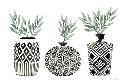Geometric Vases I Green by Mercedes Lopez Charro. SKU 66484i. Archival Giclee Fine art print for wall decor.