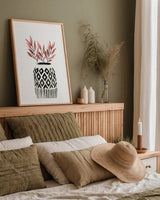 Geometric Vases II by Mercedes Lopez Charro. shown as a paper print in a natural frame. Available as a archival giclee rolled canvas, fine art paper, or poster print. SKU 64163h.