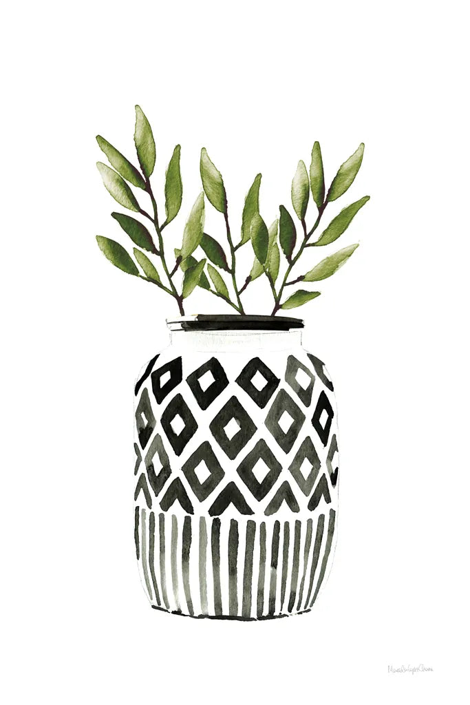 Geometric Vases II Green by Mercedes Lopez Charro. SKU 65924h. Archival Giclee Fine art print for wall decor.
