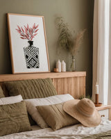 Geometric Vases III by Mercedes Lopez Charro. shown as a paper print in a natural frame. Available as a archival giclee rolled canvas, fine art paper, or poster print. SKU 64164h.