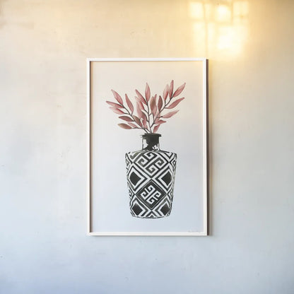 Geometric Vases III by Mercedes Lopez Charro. shown as a paper print in a white frame. Available as a archival giclee rolled canvas, fine art paper, or poster print. SKU 64164h.