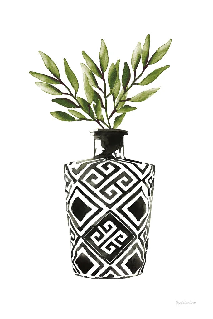 Geometric Vases III Green by Mercedes Lopez Charro. SKU 65925h. Archival Giclee Fine art print for wall decor.