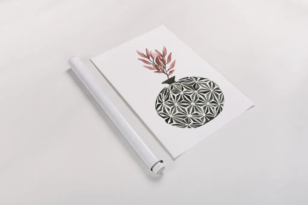 Geometric Vases IV by Mercedes Lopez Charro. shown as a rolled paper print. Available as archival giclee rolled canvas, fine art paper, or poster print. SKU 64165h.