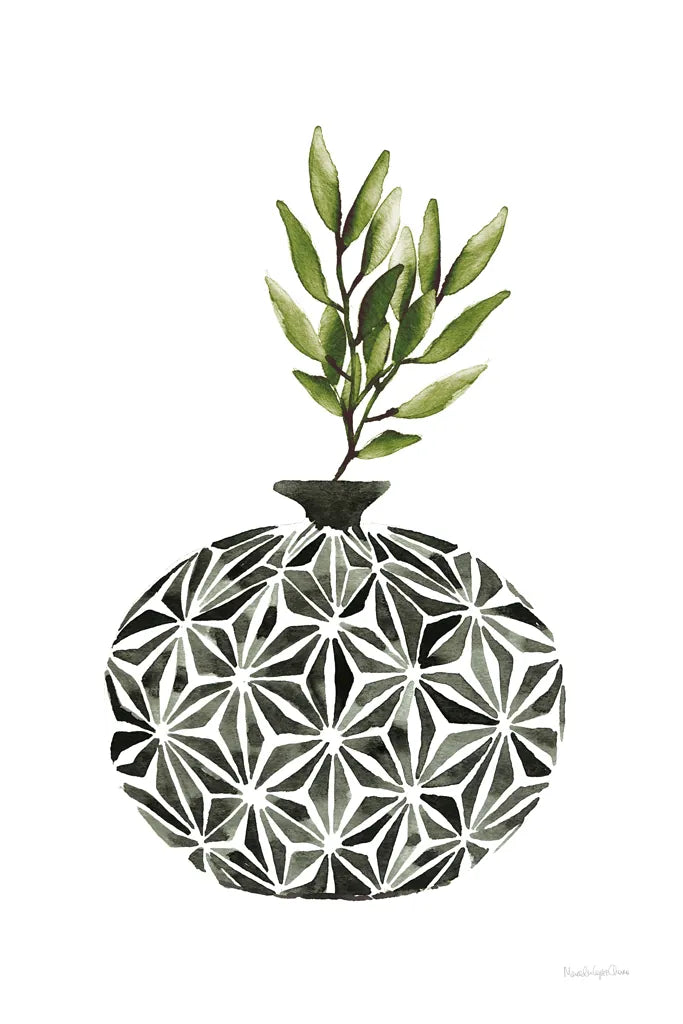 Geometric Vases IV Green by Mercedes Lopez Charro. SKU 65926h. Archival Giclee Fine art print for wall decor.