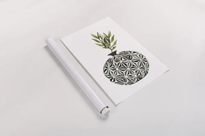 Geometric Vases IV Green by Mercedes Lopez Charro. shown as a rolled paper print. Available as archival giclee rolled canvas, fine art paper, or poster print. SKU 65926h.