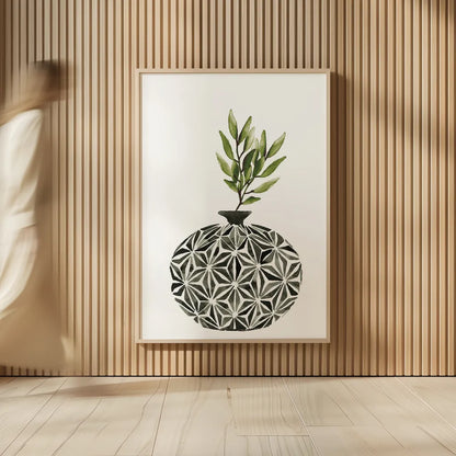 Geometric Vases IV Green by Mercedes Lopez Charro. shown as over sized large wall art. Available as an archival giclee rolled canvas, fine art paper, or poster print. SKU 65926h.