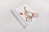 Giraffe Joy Ride I by Mercedes Lopez Charro. shown as a rolled paper print. Available as archival giclee rolled canvas, fine art paper, or poster print. SKU 73181h.