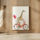 Giraffe Joy Ride I by Mercedes Lopez Charro. shown as over sized large wall art. Available as an archival giclee rolled canvas, fine art paper, or poster print. SKU 73181h.