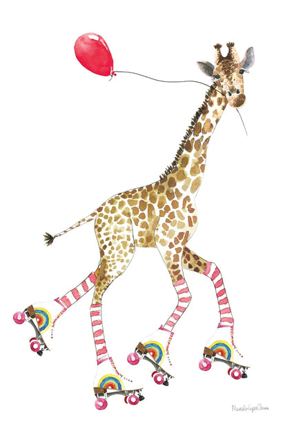 Giraffe Joy Ride II by Mercedes Lopez Charro. SKU 73182h. Archival Giclee Fine art print for wall decor.