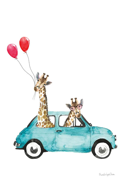 Giraffe Joy Ride III by Mercedes Lopez Charro. SKU 73183h. Archival Giclee Fine art print for wall decor.
