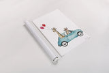 Giraffe Joy Ride III by Mercedes Lopez Charro. shown as a rolled paper print. Available as archival giclee rolled canvas, fine art paper, or poster print. SKU 73183h.