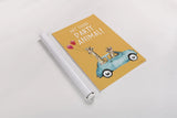 Giraffe Joy Ride III Birthday by Mercedes Lopez Charro. shown as a rolled paper print. Available as archival giclee rolled canvas, fine art paper, or poster print. SKU 78200h.