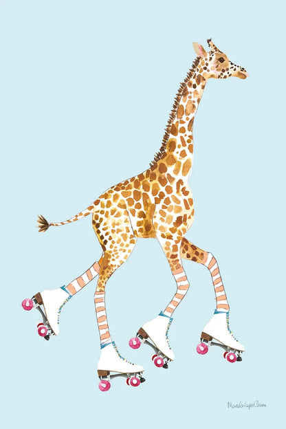 Giraffe Joy Ride IV by Mercedes Lopez Charro. SKU 73805h. Archival Giclee Fine art print for wall decor.