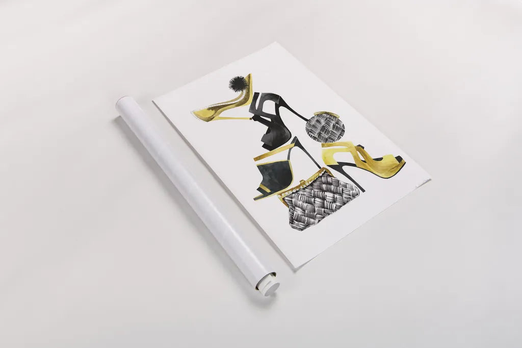 Glitz and Glam I by Mercedes Lopez Charro. shown as a rolled paper print. Available as archival giclee rolled canvas, fine art paper, or poster print. SKU 68589h.