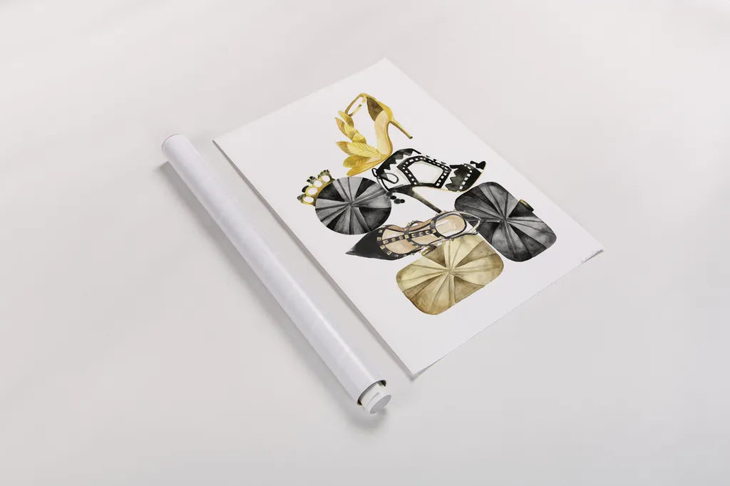 Glitz and Glam II by Mercedes Lopez Charro. shown as a rolled paper print. Available as archival giclee rolled canvas, fine art paper, or poster print. SKU 68590h.