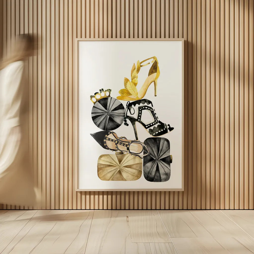 Glitz and Glam II by Mercedes Lopez Charro. shown as over sized large wall art. Available as an archival giclee rolled canvas, fine art paper, or poster print. SKU 68590h.