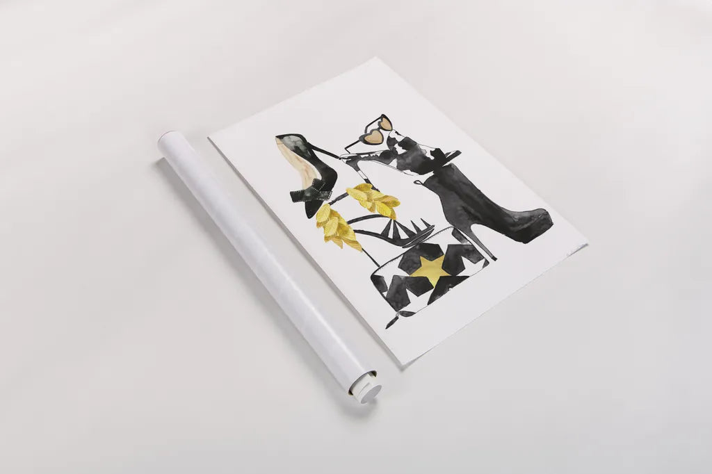 Glitz and Glam III by Mercedes Lopez Charro. shown as a rolled paper print. Available as archival giclee rolled canvas, fine art paper, or poster print. SKU 68591h.