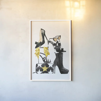 Glitz and Glam III by Mercedes Lopez Charro. shown as a paper print in a white frame. Available as a archival giclee rolled canvas, fine art paper, or poster print. SKU 68591h.