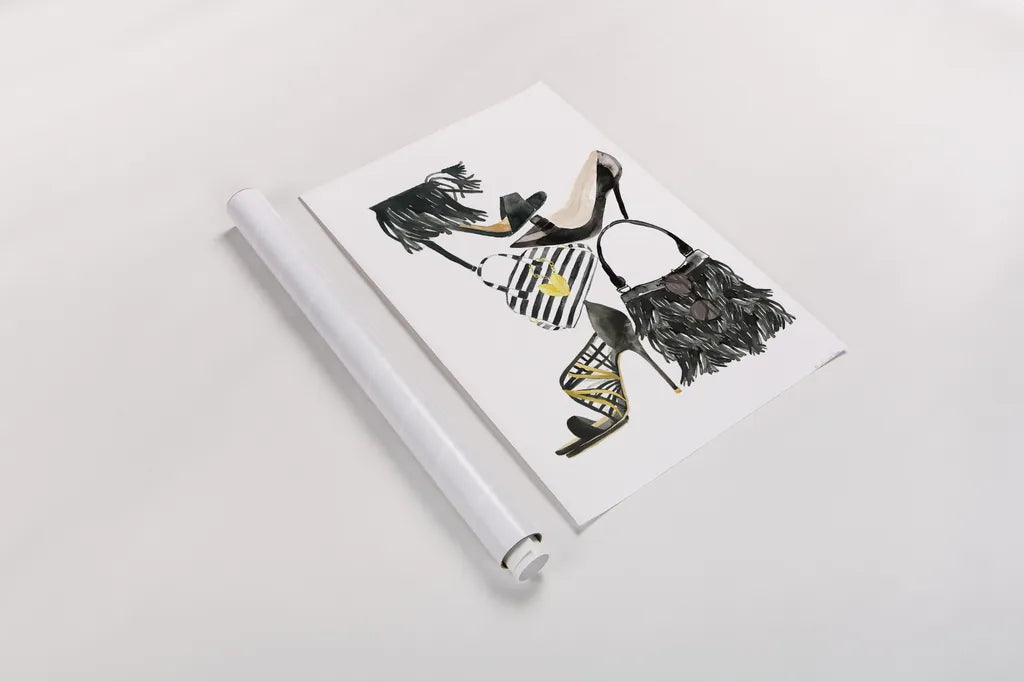 Glitz and Glam IV by Mercedes Lopez Charro. shown as a rolled paper print. Available as archival giclee rolled canvas, fine art paper, or poster print. SKU 68592h.