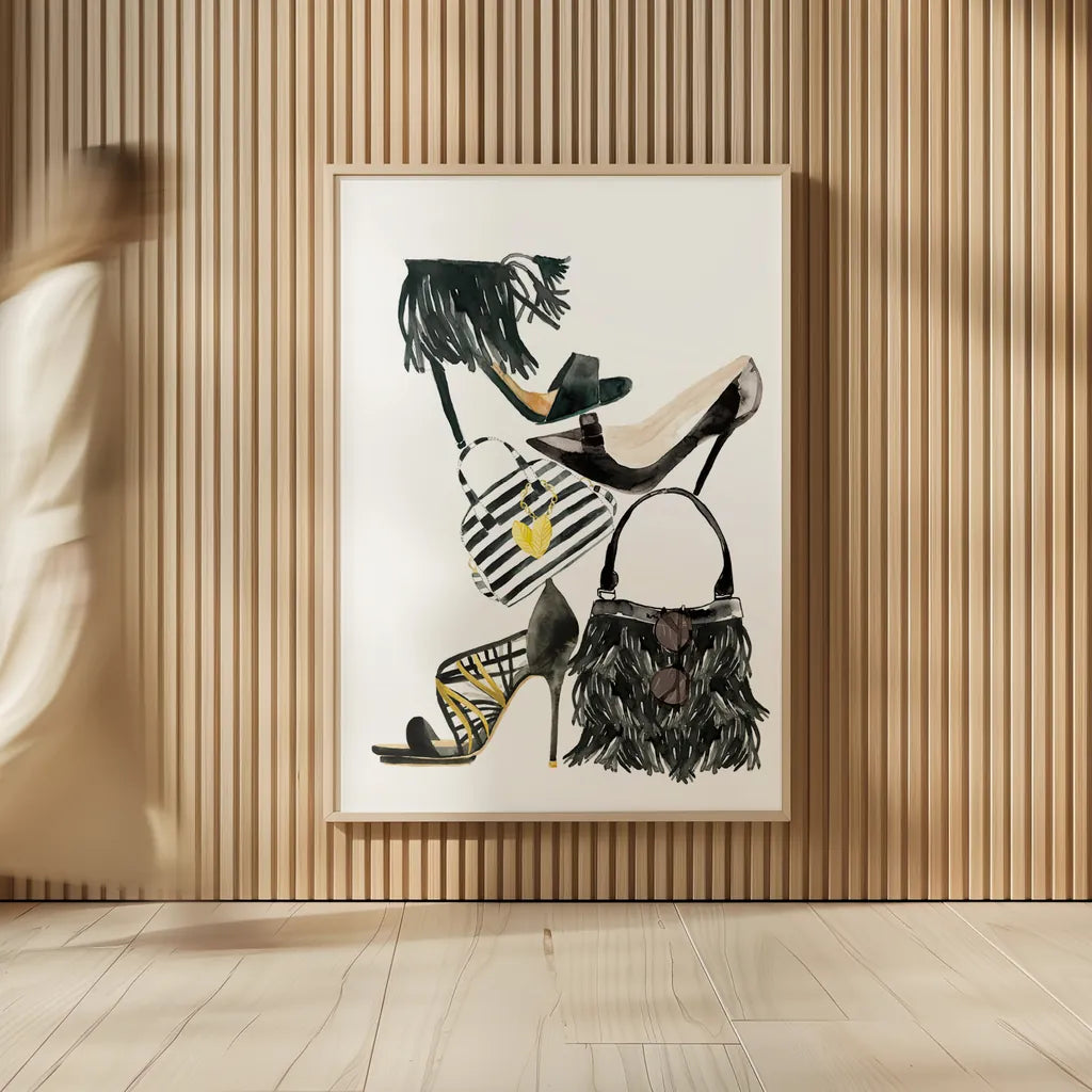 Glitz and Glam IV by Mercedes Lopez Charro. shown as over sized large wall art. Available as an archival giclee rolled canvas, fine art paper, or poster print. SKU 68592h.