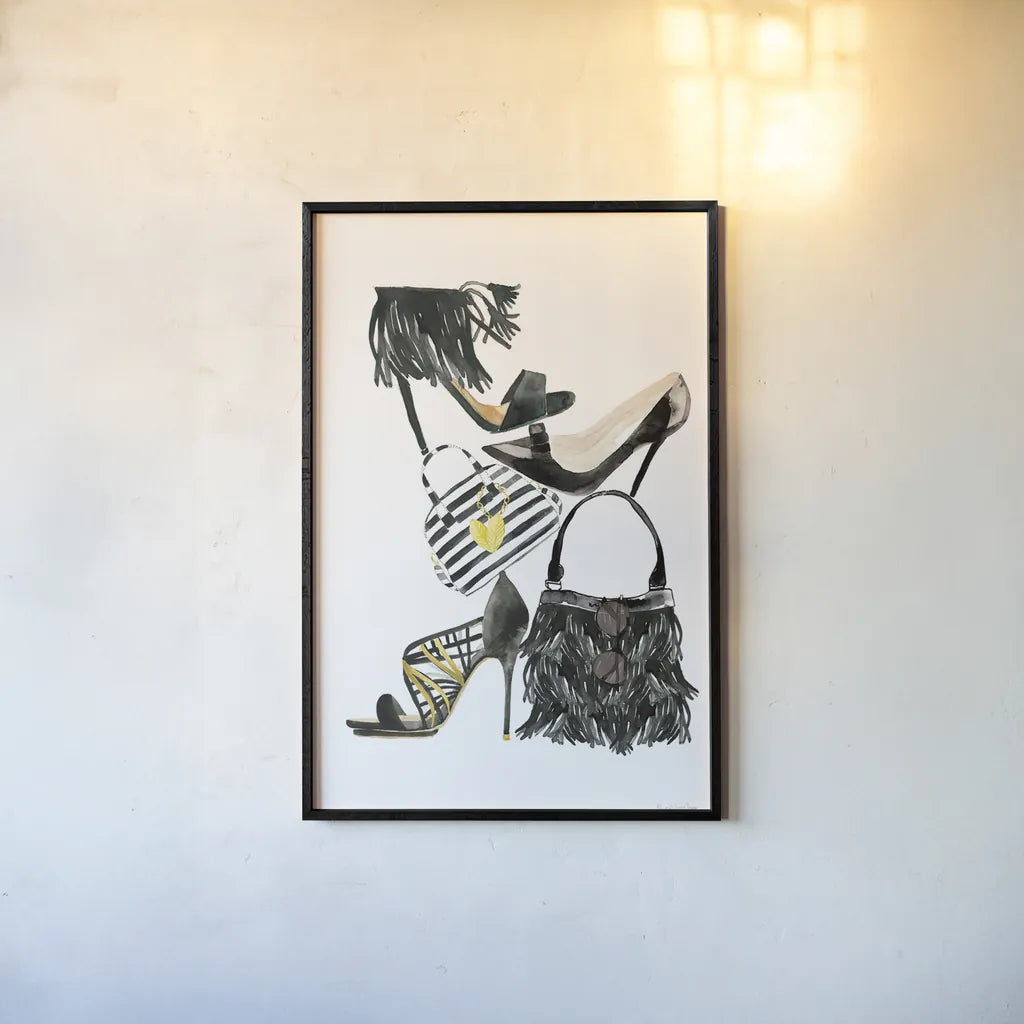 Glitz and Glam IV by Mercedes Lopez Charro. shown as a paper print in a black flame. Available as a archival giclee rolled canvas, fine art paper, or poster print. SKU 68592h.