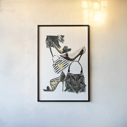 Glitz and Glam IV by Mercedes Lopez Charro. shown as a paper print in a black flame. Available as a archival giclee rolled canvas, fine art paper, or poster print. SKU 68592h.