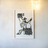 Glitz and Glam IV by Mercedes Lopez Charro. shown as a paper print in a white frame. Available as a archival giclee rolled canvas, fine art paper, or poster print. SKU 68592h.