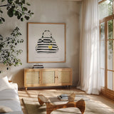 Glitz and Glam IX by Mercedes Lopez Charro. Shown in a natural wood frame in a cozy modern living room. Available as an archival giclee rolled canvas, fine art paper, or poster print. SKU 68787a.