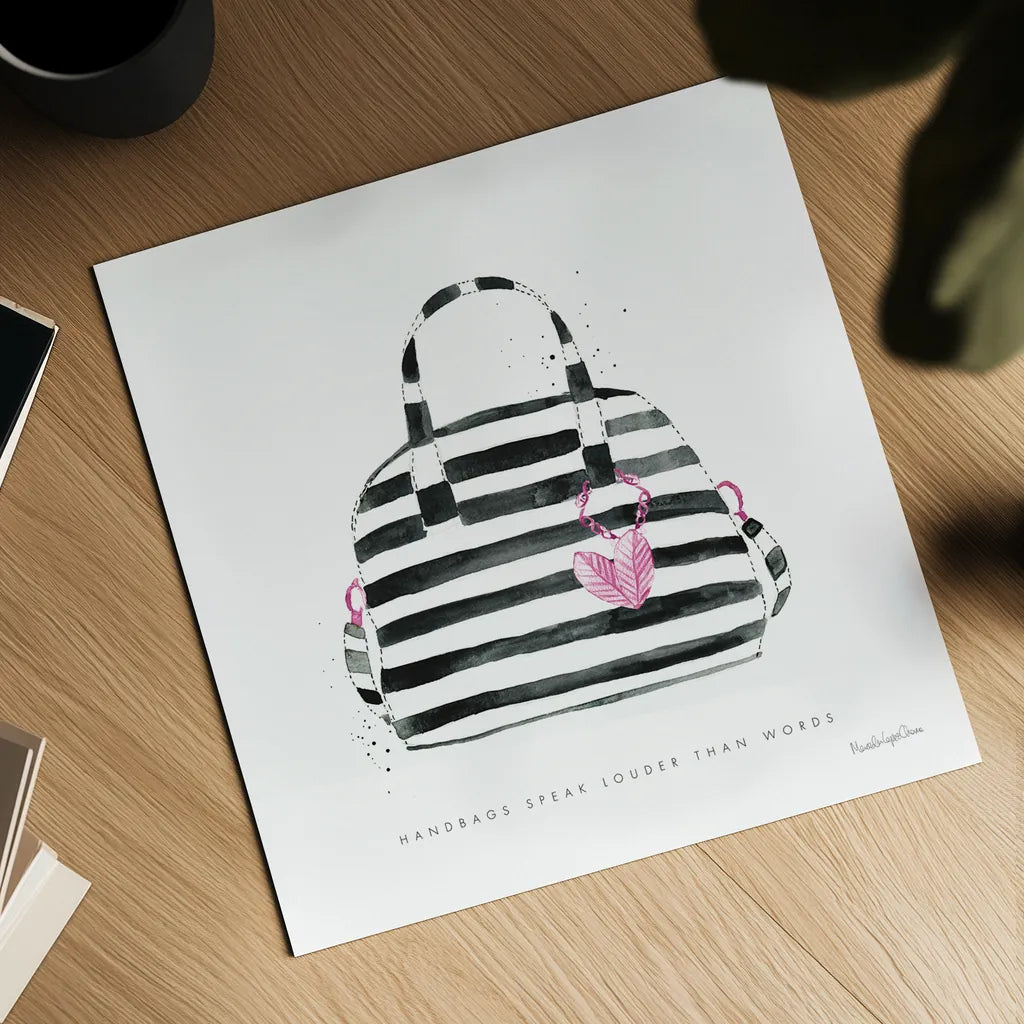 Glitz and Glam IX Pink by Mercedes Lopez Charro. Shown as a detailed flat fine art print, highlighting archival giclee quality. Available as an archival giclee rolled canvas, fine art paper, or poster print. SKU 82826a.