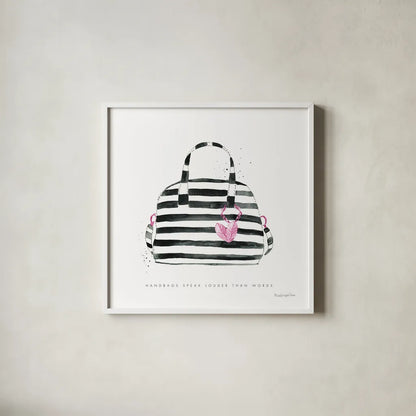 Glitz and Glam IX Pink by Mercedes Lopez Charro. Shown in a crisp white glass frame for a clean and minimalist style. Available as an archival giclee rolled canvas, fine art paper, or poster print. SKU 82826a.