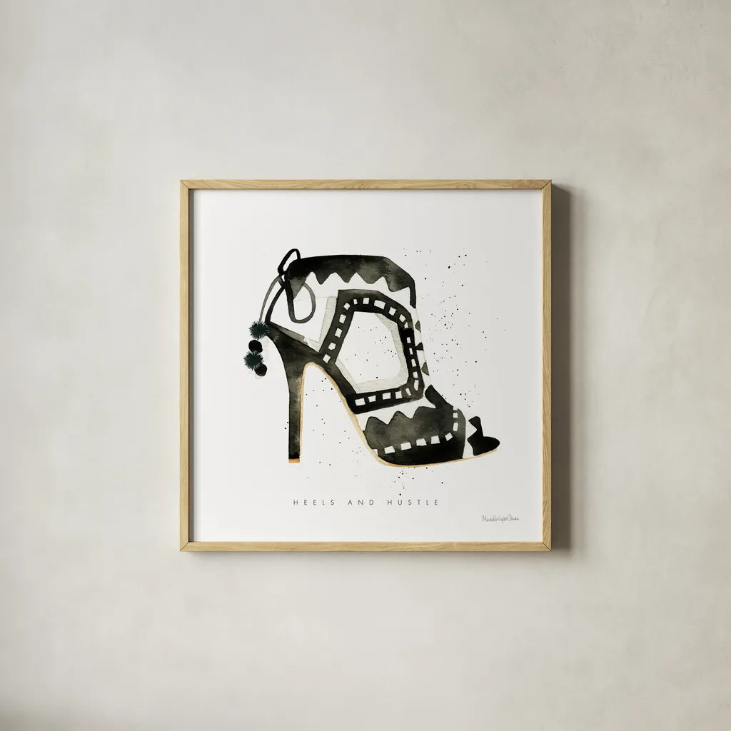 Glitz and Glam V by Mercedes Lopez Charro. Shown in a natural wood glass frame for a timeless modern aesthetic. Available as an archival giclee rolled canvas, fine art paper, or poster print. SKU 68593a.