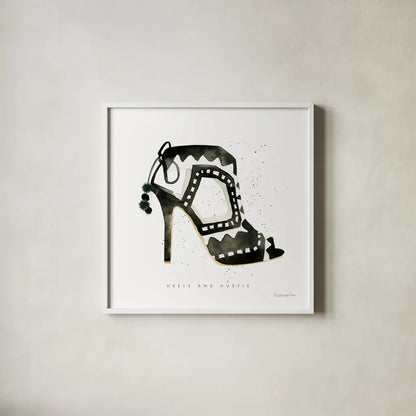 Glitz and Glam V by Mercedes Lopez Charro. Shown in a crisp white glass frame for a clean and minimalist style. Available as an archival giclee rolled canvas, fine art paper, or poster print. SKU 68593a.