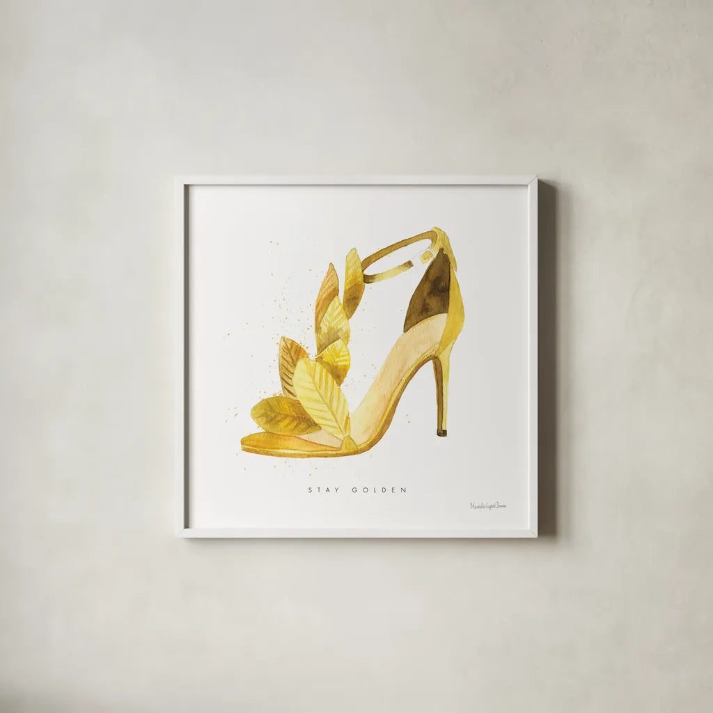 Glitz and Glam VI by Mercedes Lopez Charro. Shown in a crisp white glass frame for a clean and minimalist style. Available as an archival giclee rolled canvas, fine art paper, or poster print. SKU 68594a.