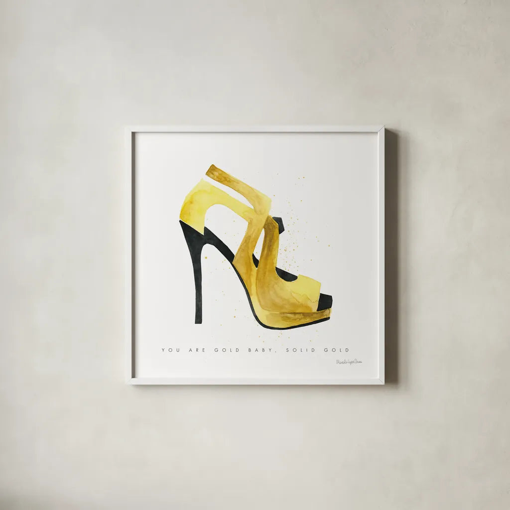 Glitz and Glam VII by Mercedes Lopez Charro. Shown in a crisp white glass frame for a clean and minimalist style. Available as an archival giclee rolled canvas, fine art paper, or poster print. SKU 68595a.