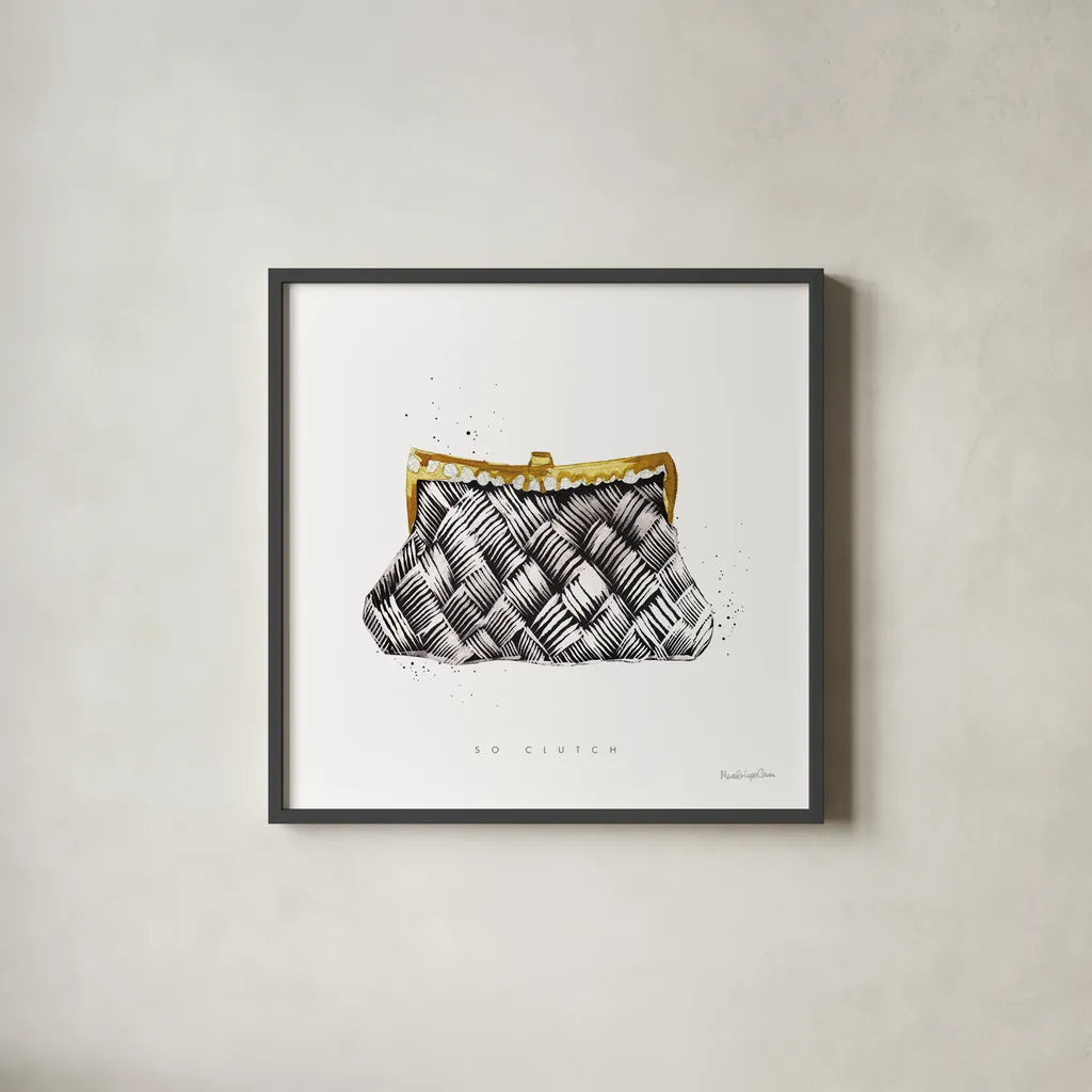 Glitz and Glam X by Mercedes Lopez Charro. Shown in a sleek black glass frame for a contemporary gallery look. Available as an archival giclee rolled canvas, fine art paper, or poster print. SKU 68788a.