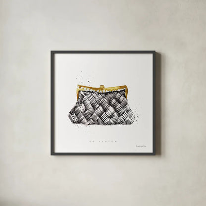 Glitz and Glam X by Mercedes Lopez Charro. Shown in a sleek black glass frame for a contemporary gallery look. Available as an archival giclee rolled canvas, fine art paper, or poster print. SKU 68788a.