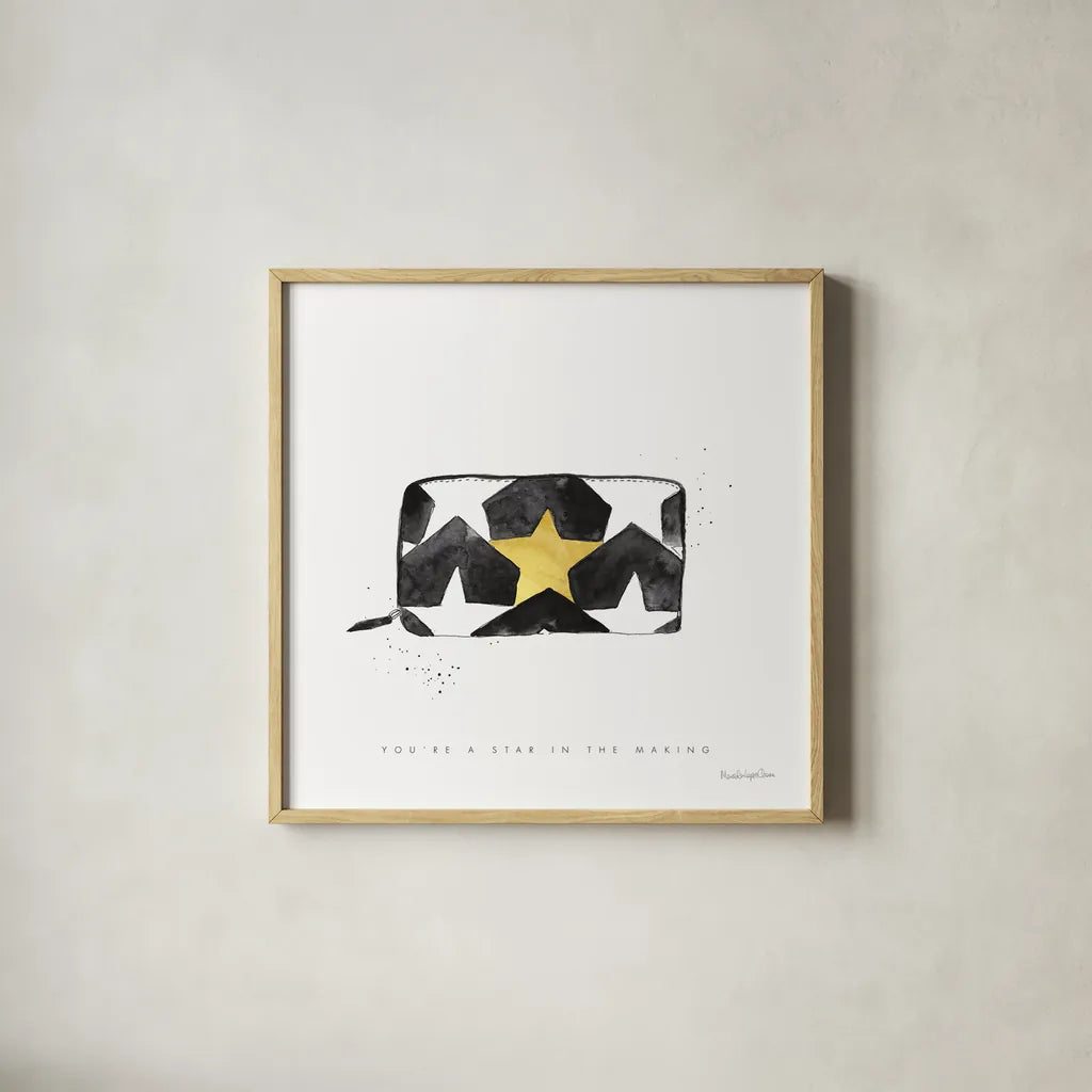 Glitz and Glam XI by Mercedes Lopez Charro. Shown in a natural wood glass frame for a timeless modern aesthetic. Available as an archival giclee rolled canvas, fine art paper, or poster print. SKU 68789a.