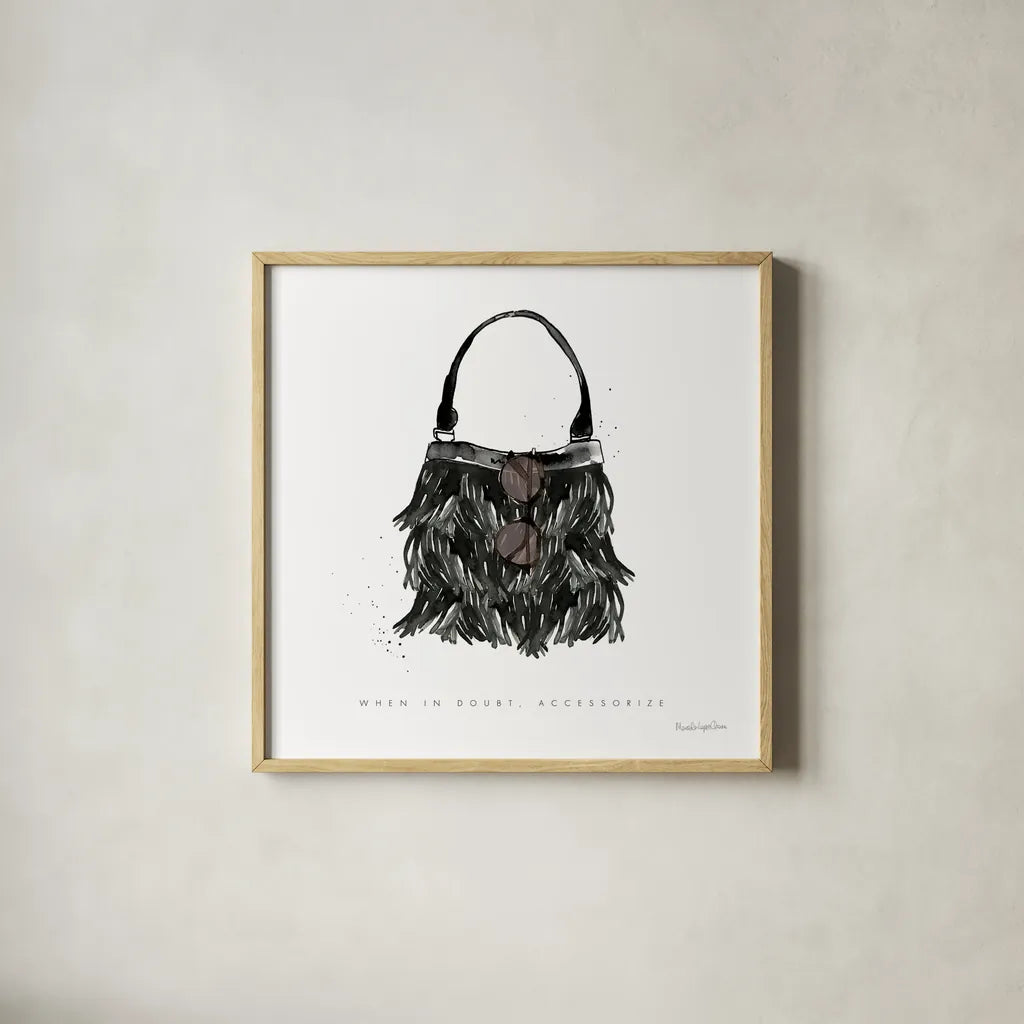 Glitz and Glam XII by Mercedes Lopez Charro. Shown in a natural wood glass frame for a timeless modern aesthetic. Available as an archival giclee rolled canvas, fine art paper, or poster print. SKU 68790a.