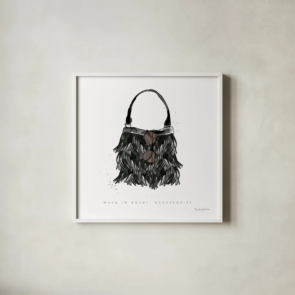 Glitz and Glam XII by Mercedes Lopez Charro. Shown in a crisp white glass frame for a clean and minimalist style. Available as an archival giclee rolled canvas, fine art paper, or poster print. SKU 68790a.