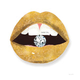 Gold Lips II by Mercedes Lopez Charro. SKU 67091a. Archival Giclee Fine art print for wall decor.