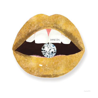 Gold Lips II by Mercedes Lopez Charro. SKU 67091a. Archival Giclee Fine art print for wall decor.