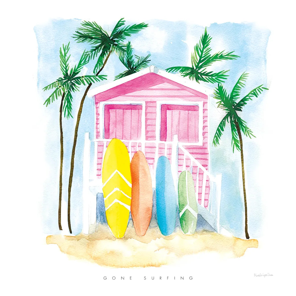 Gone Surfing by Mercedes Lopez Charro. SKU 70160a. Archival Giclee Fine art print for wall decor.