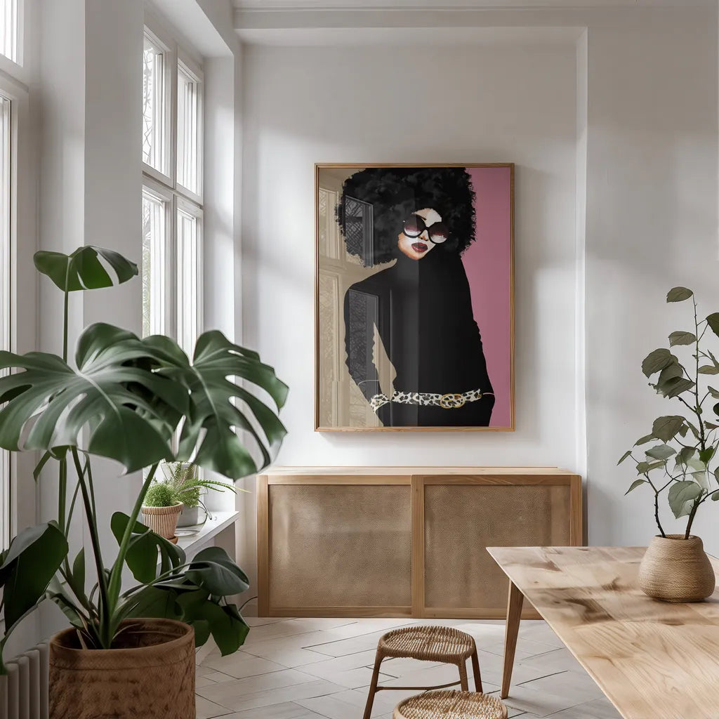 Good Attitude I by Mercedes Lopez Charro. shown as a print in a natural wood frame in a dining room. Available as a archival giclee rolled canvas, fine art paper, or poster print. SKU 71320h.