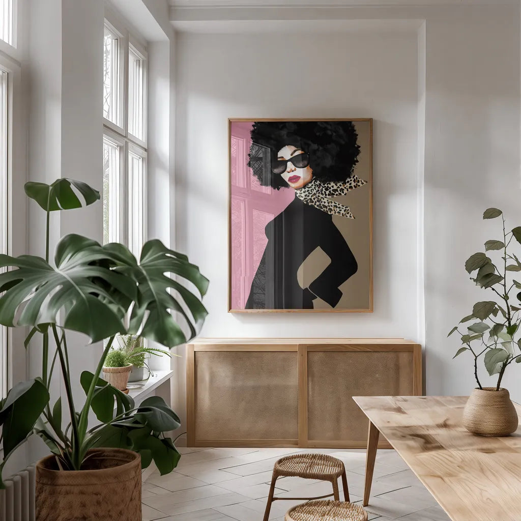 Good Attitude II by Mercedes Lopez Charro. shown as a print in a natural wood frame in a dining room. Available as a archival giclee rolled canvas, fine art paper, or poster print. SKU 71321h.