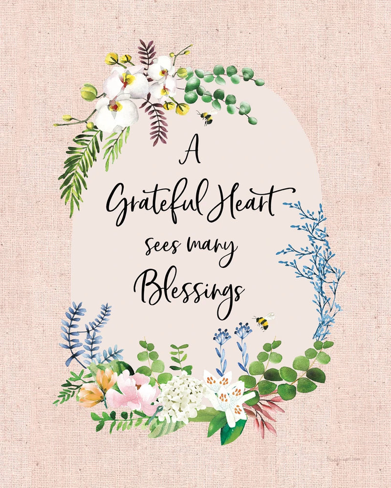 Gratitude Flowers I Linen by Mercedes Lopez Charro
