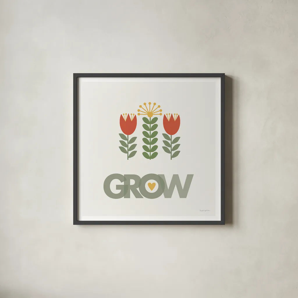 Grow by Mercedes Lopez Charro. Shown in a sleek black glass frame for a contemporary gallery look. Available as an archival giclee rolled canvas, fine art paper, or poster print. SKU 77787a.